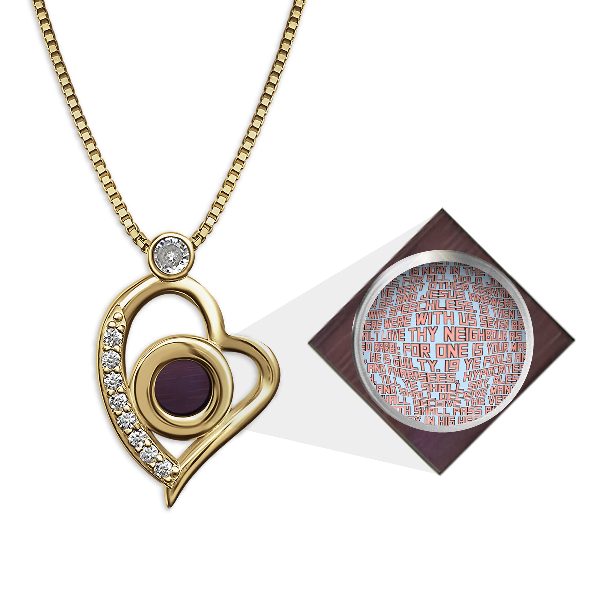 Crystal Heart Nano Bible Necklace