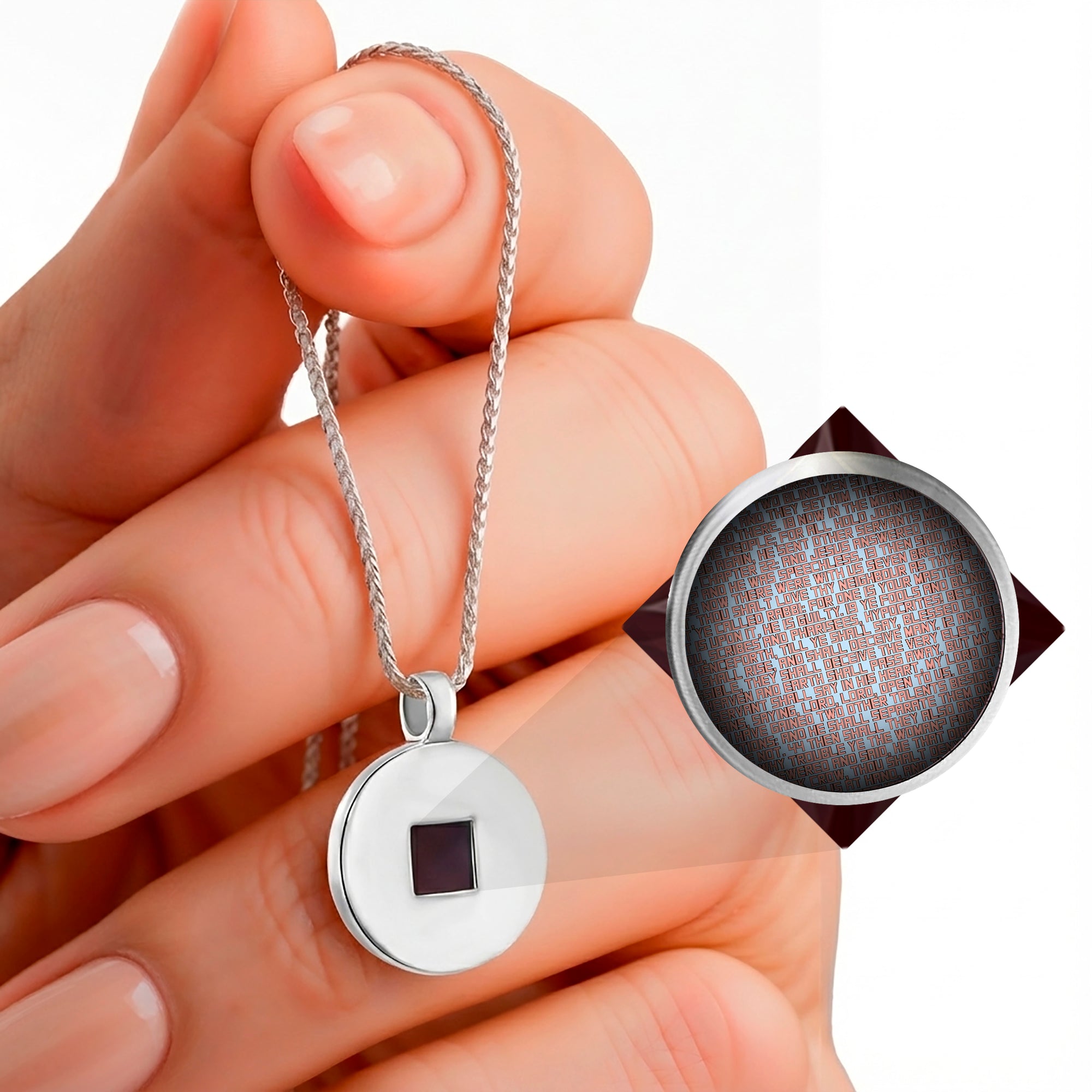 Classic Round Charm Nano Bible Necklace