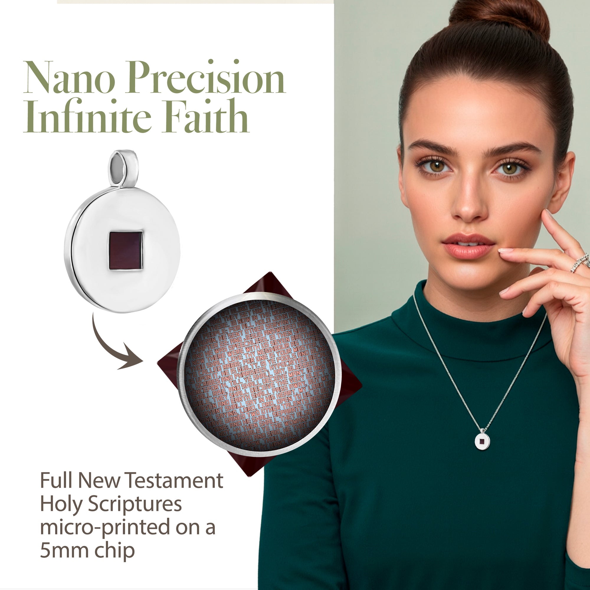 Classic Round Charm Nano Bible Necklace