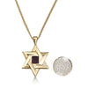 Gold-plated Star of David pendant with a central 5mm nanochip containing the entire Tanakh. A unique spiritual heirloom, blending timeless faith with modern technology, ideal for Bat or Bar Mitzvahs, Passover, or as a cherished Jewish gift.