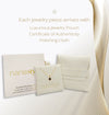 Gold-plated sterling silver Nano Bible necklace with rhombus pendant and box chain shown in soft cream packaging. Comes with certificate, polishing cloth, and pouch. Contains entire KJV New Testament on a microchip. A heartfelt religious jewelry gift for daughter, sister, or any Christian woman.