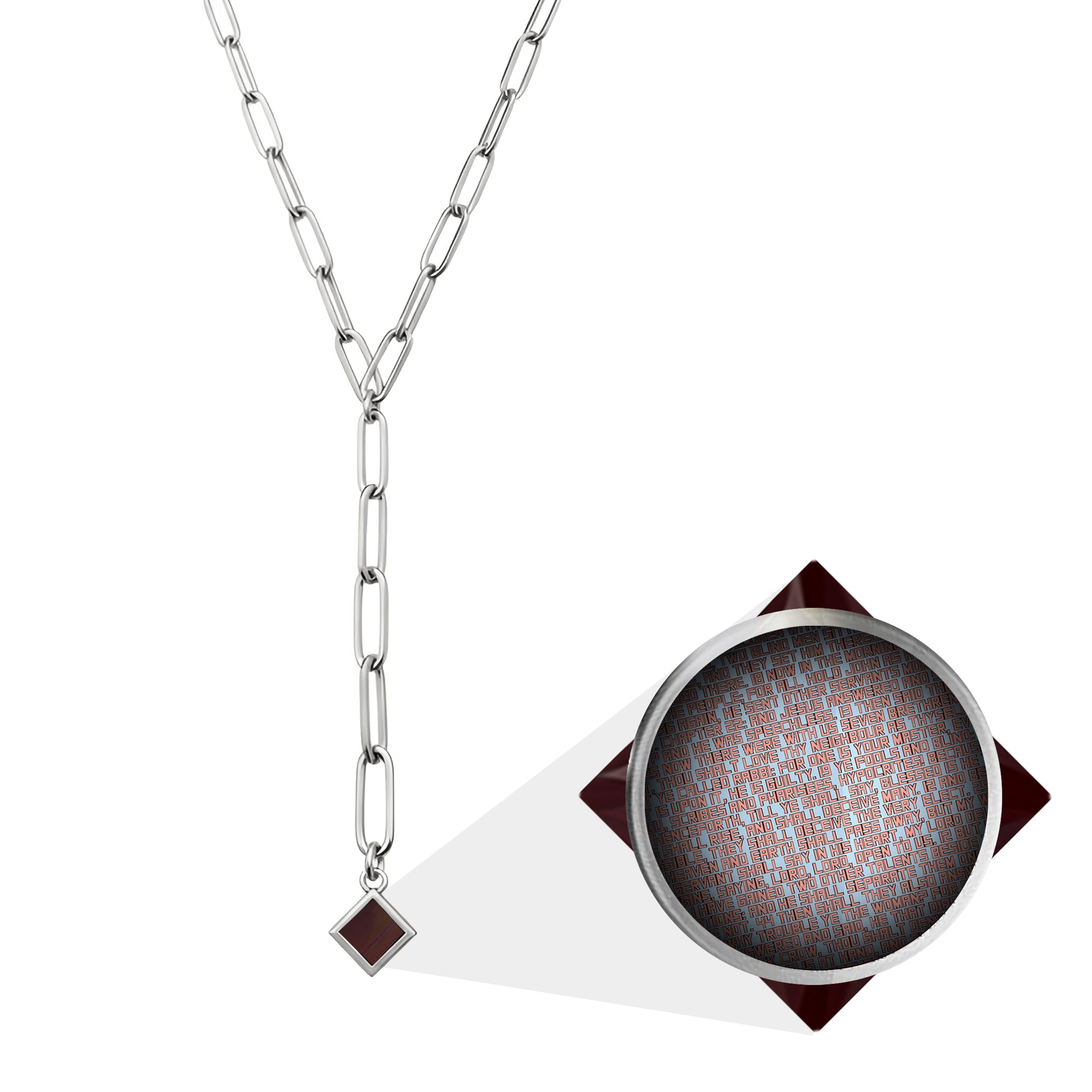 Rhombus Charm Y-shaped Nano Bible Necklace