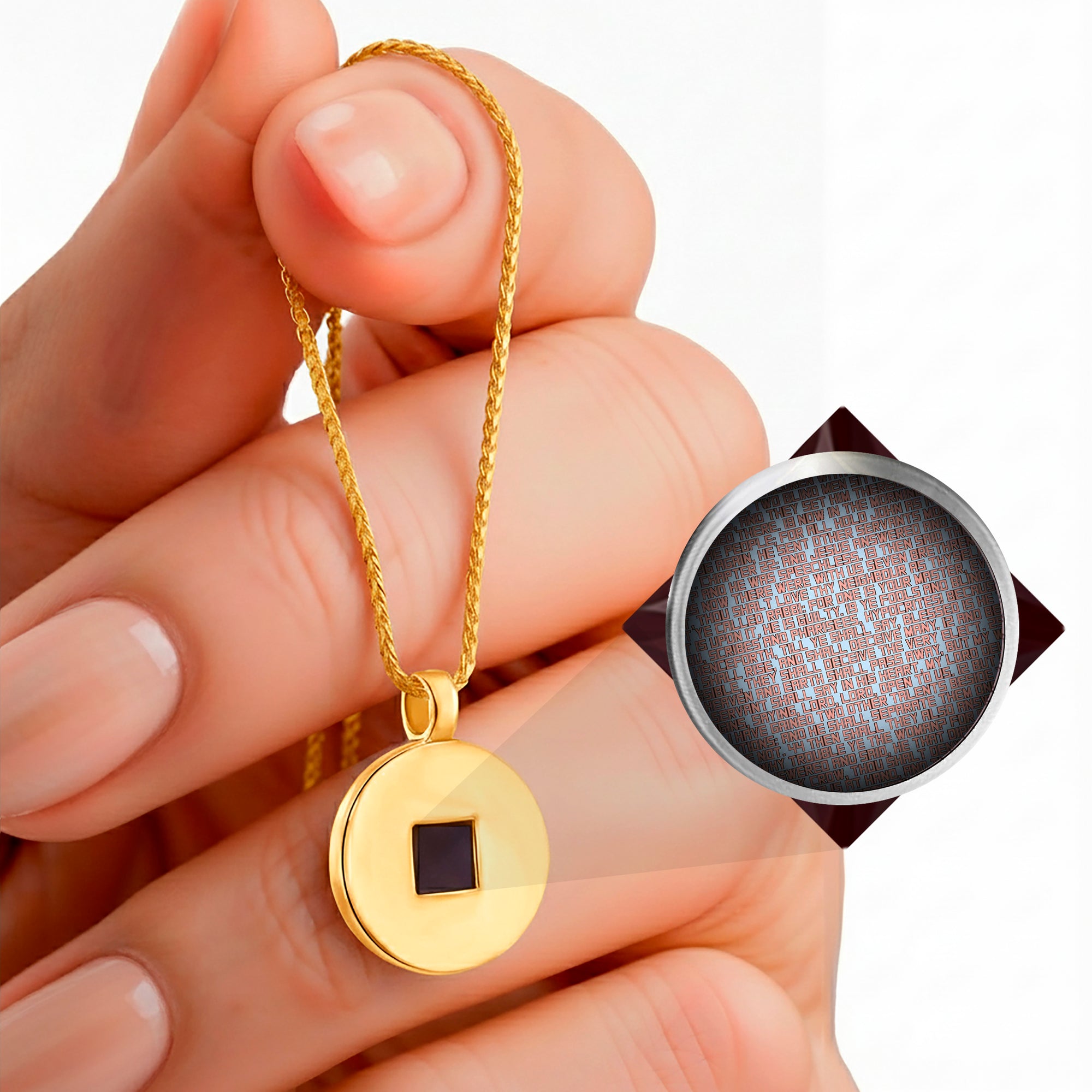 Classic Round Charm Nano Bible Necklace