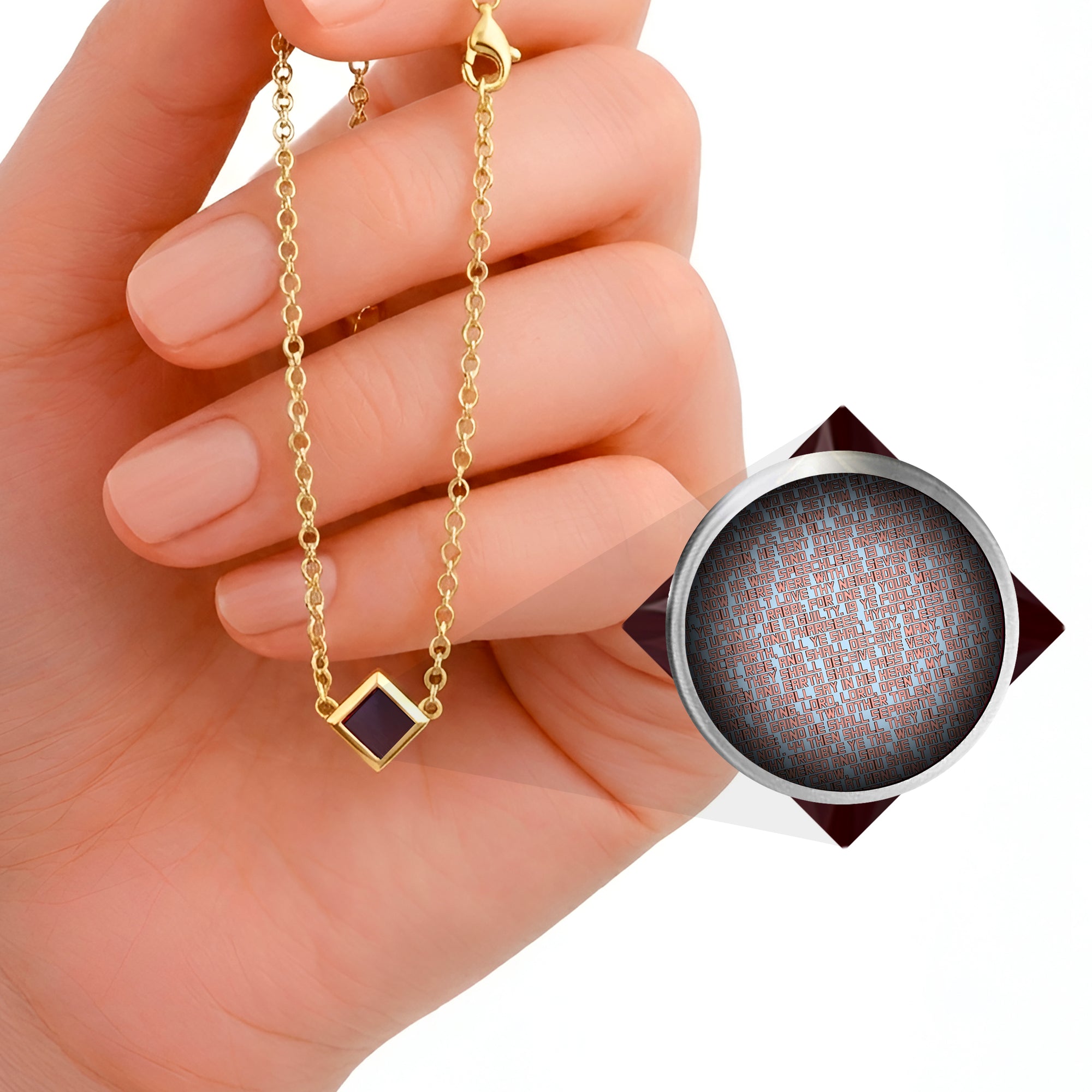 Tiny Rhombus Charm Bracelet - KJV New Testament Nano Bible