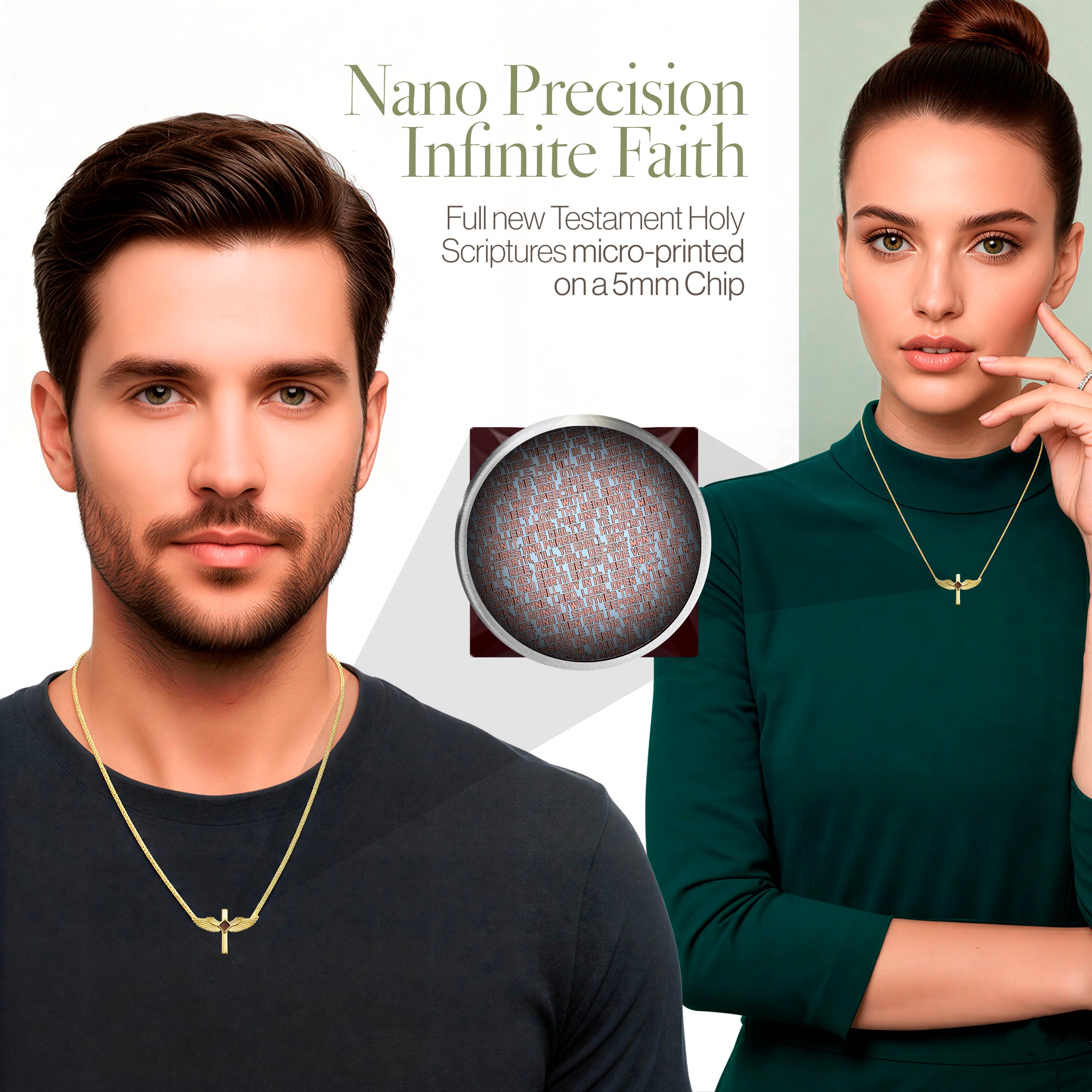 Divine Cross Wings Nano Bible Necklace