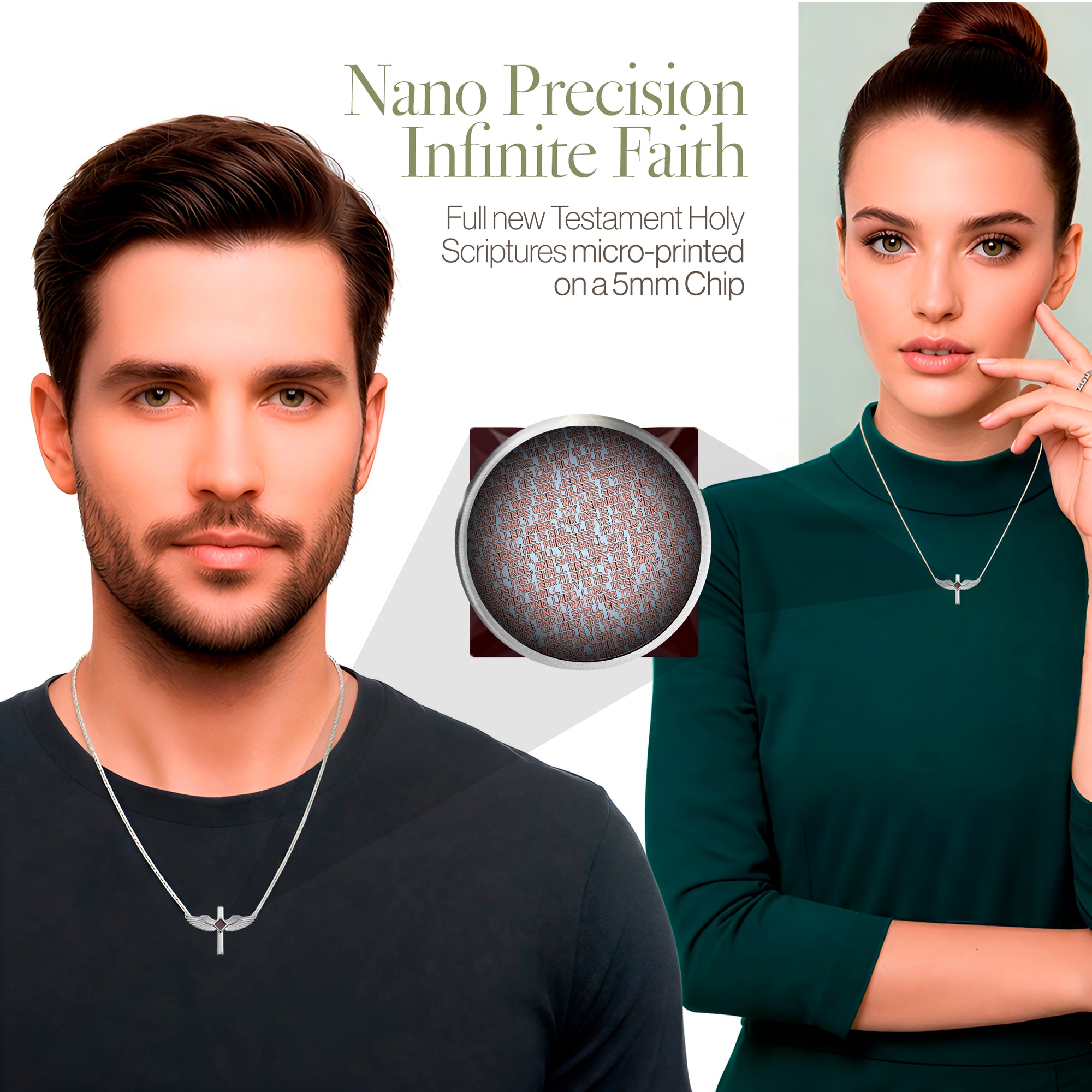 Divine Cross Wings Nano Bible Necklace