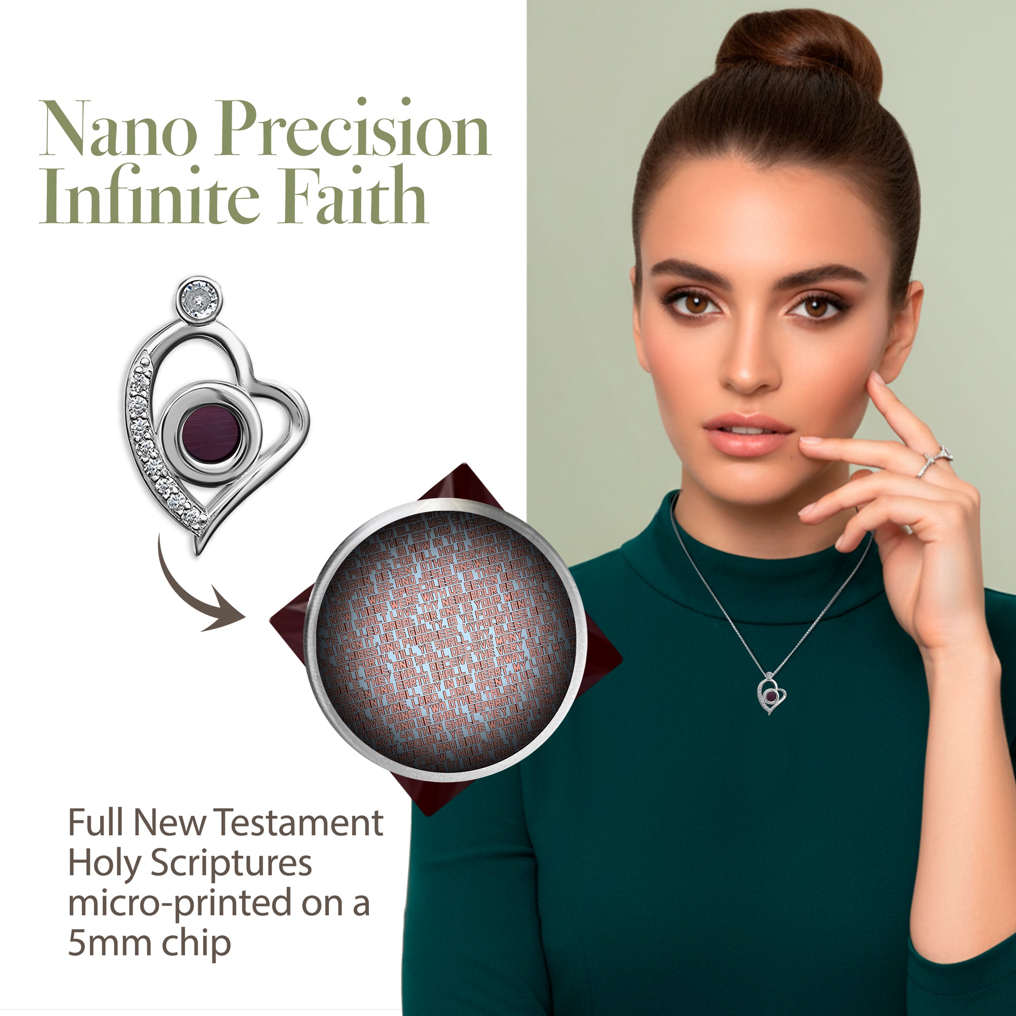 Crystal Heart Nano Bible Necklace