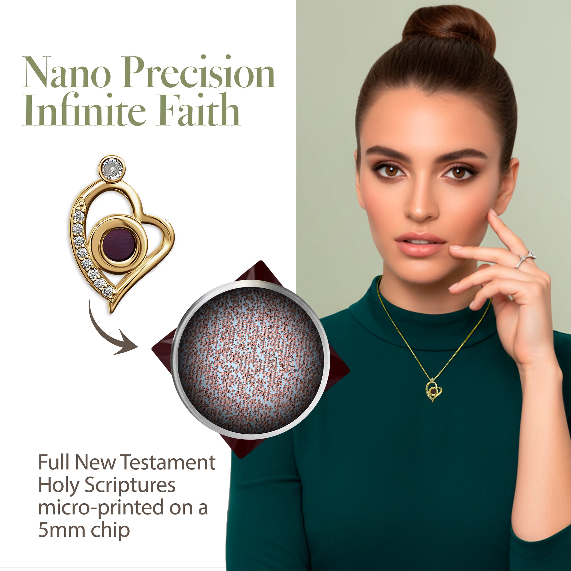 Crystal Heart Nano Bible Necklace