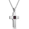 Sterling silver Christian necklace featuring a nanochip with full KJV New Testament text. Shown magnified to highlight the micro inscription. Religious cross pendant gift for faith-driven individuals, men or women. Timeless and meaningful, a wearable New Testament for daily inspiration and devotion.