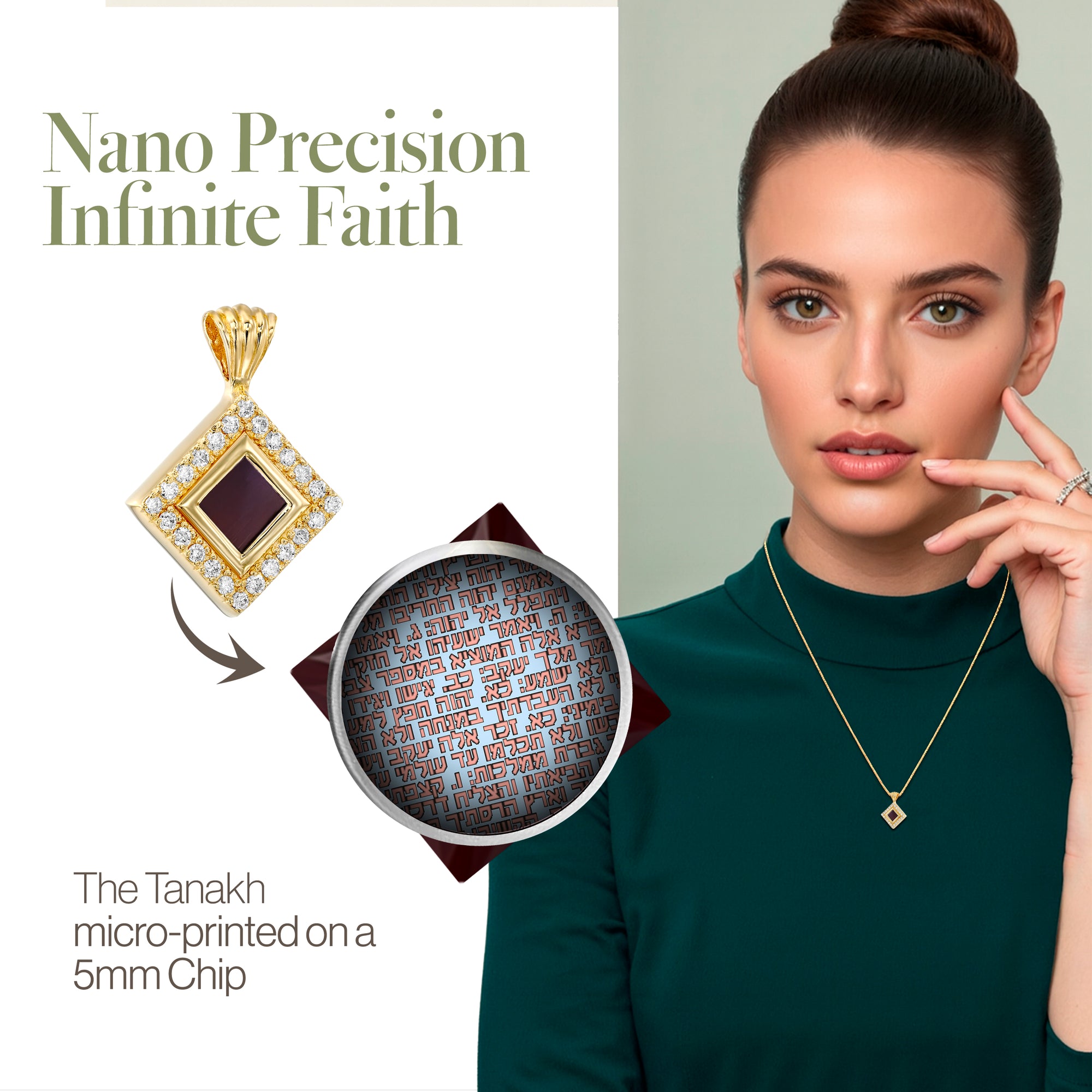 Judaic Essence Nano Bible Necklace - Hebrew Tanakh Edition