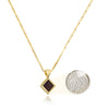 Gold-plated Nano Bible necklace overlaying Hebrew Bible text. The pendant carries entire Tanakh on microchip. Spiritual jewelry gift for mom, wife, or Bat Mitzvah.