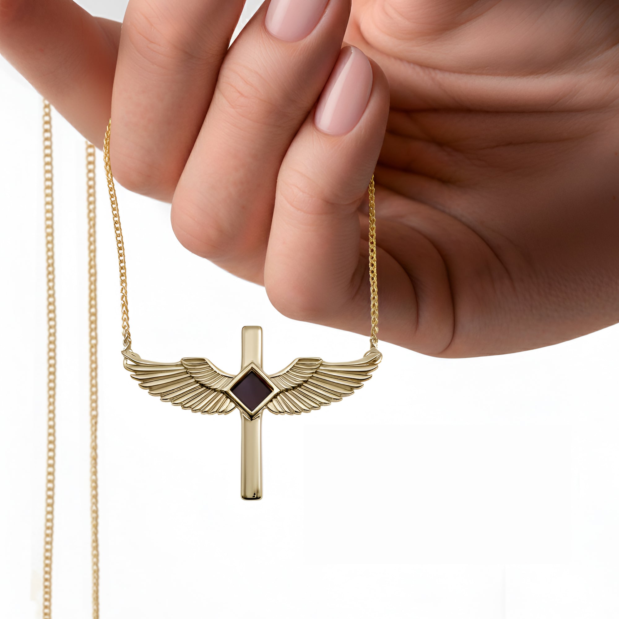 Divine Cross Wings Nano Bible Necklace