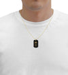 Men’s Crucifix Necklace Lord’s Prayer Dog Tag Pendant Gold Inscribed