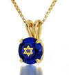 Gold Plated Star of David Necklace Shema Israel Solitaire Pendant 24k Gold Inscribed - NanoStyle Jewelry