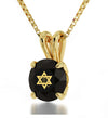 Gold Plated Star of David Necklace Shema Israel Solitaire Pendant 24k Gold Inscribed - NanoStyle Jewelry