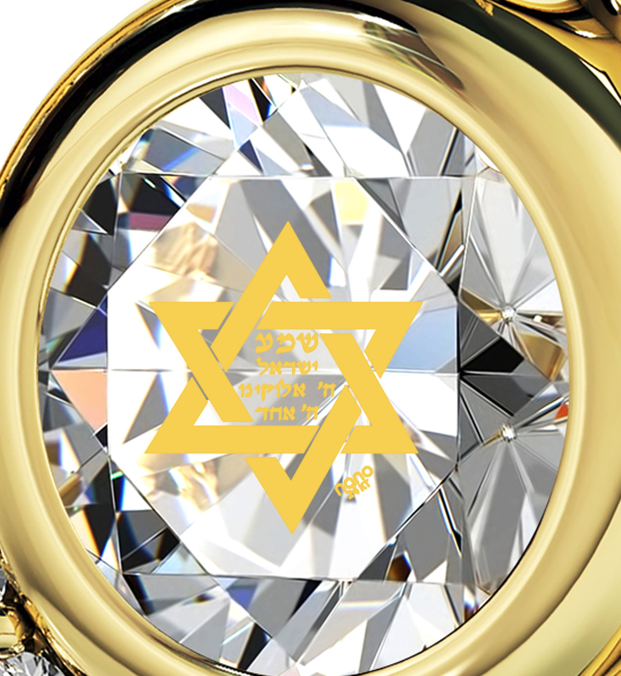 Gold Plated Star of David Necklace Shema Israel Heart Pendant 24k Gold Inscribed - NanoStyle Jewelry