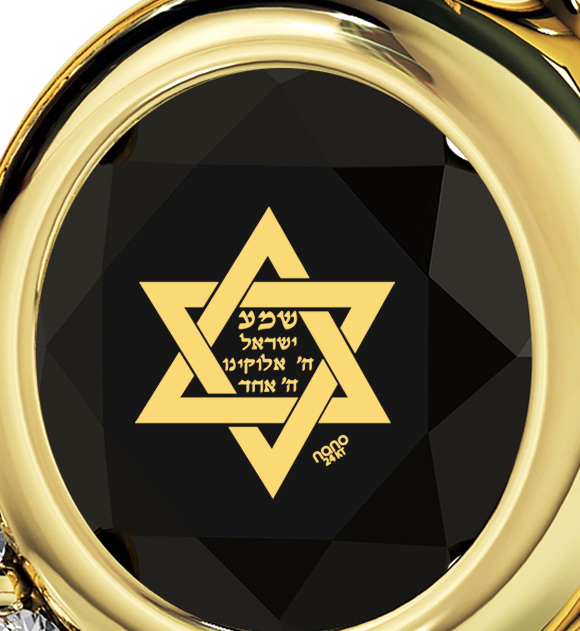 Gold Plated Star of David Necklace Shema Israel Heart Pendant 24k Gold Inscribed - NanoStyle Jewelry