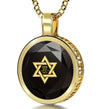 Gold Plated Star of David Necklace 24k Gold Inscribed Shema Israel Pendant - NanoStyle Jewelry