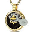 Gold Plated Star of David Necklace 24k Gold Inscribed Shema Israel Pendant - NanoStyle Jewelry