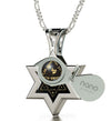Men's Star of David Necklace 24k Gold Inscribed Shema Israel Pendant on Onyx - NanoStyle Jewelry