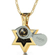 Men's Star of David Necklace 24k Gold Inscribed Shema Israel Pendant on Onyx - NanoStyle Jewelry