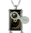 Men's Star of David Necklace Shema Israel Pendant 24k Gold Inscribed on Onyx - NanoStyle Jewelry