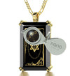 Men's Star of David Necklace Shema Israel Pendant 24k Gold Inscribed on Onyx - NanoStyle Jewelry