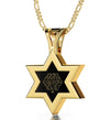 Men's Star of David Necklace 24k Gold Inscribed Shir Lama'a lot Pendant on Onyx - NanoStyle Jewelry