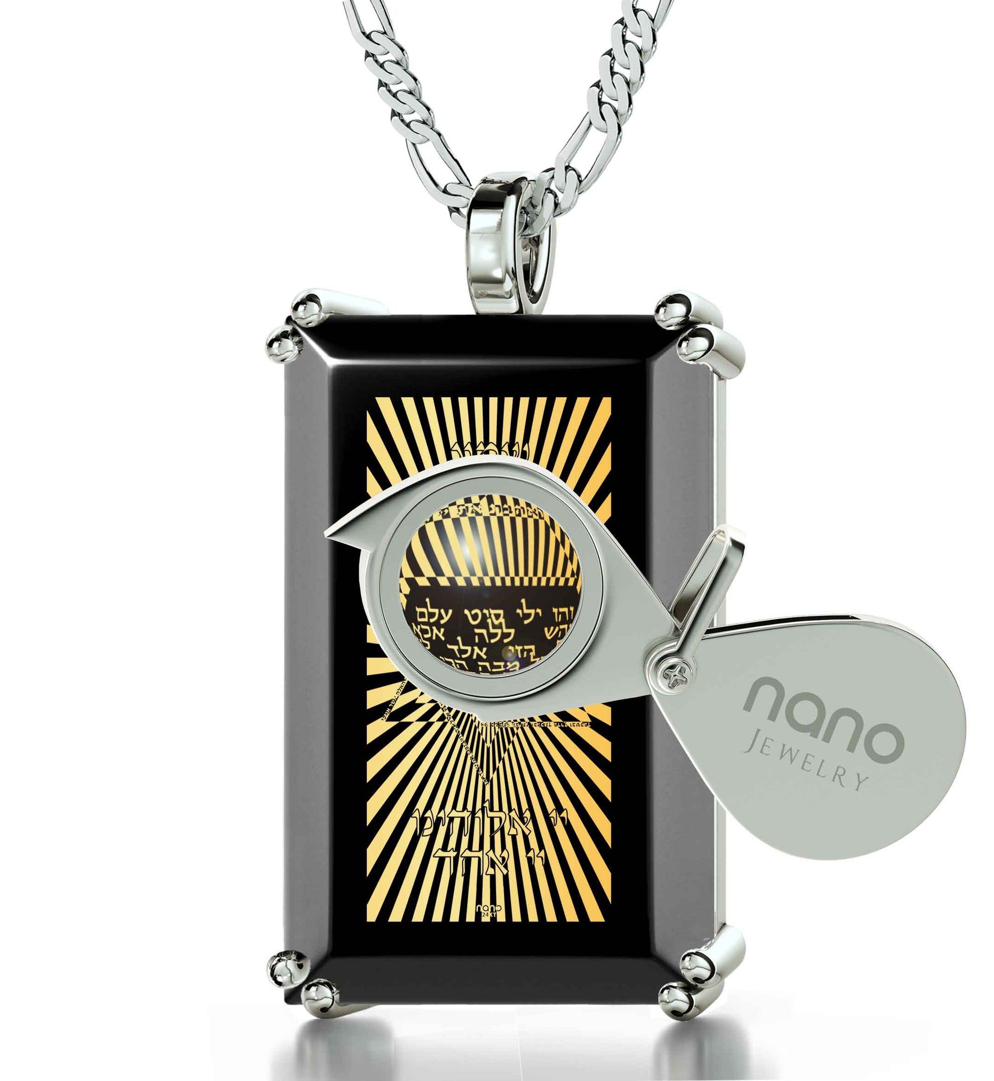 Men's Star of David Necklace with Shema Israel 72 Names 24k Gold Inscribed on Onyx - NanoStyle Jewelry