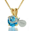 14k Yellow Gold Ana Bekoach Necklace Kabbalah Solitaire Pendant 24k Gold Inscribed - NanoStyle Jewelry