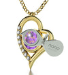 Gold Plated Ana Bekoach Necklace Kabbalah Heart Pendant 24k Gold Inscribed - NanoStyle Jewelry