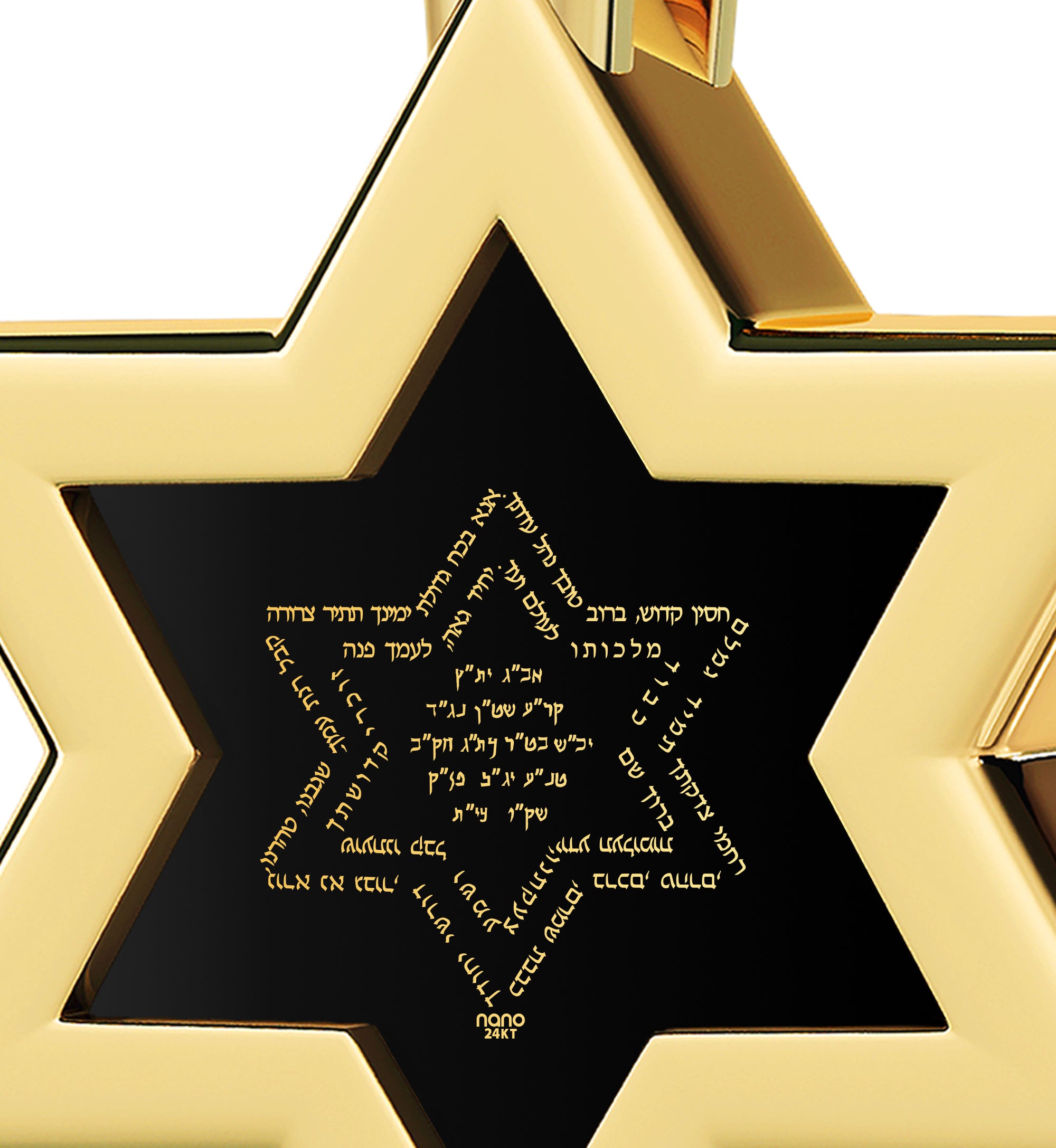 Men's Star of David Necklace Ana Bekoach Kabbalah Pendant 24k Gold Inscribed on Onyx Stone - NanoStyle Jewelry