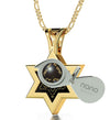 Men's Star of David Necklace Ana Bekoach Kabbalah Pendant 24k Gold Inscribed on Onyx Stone - NanoStyle Jewelry