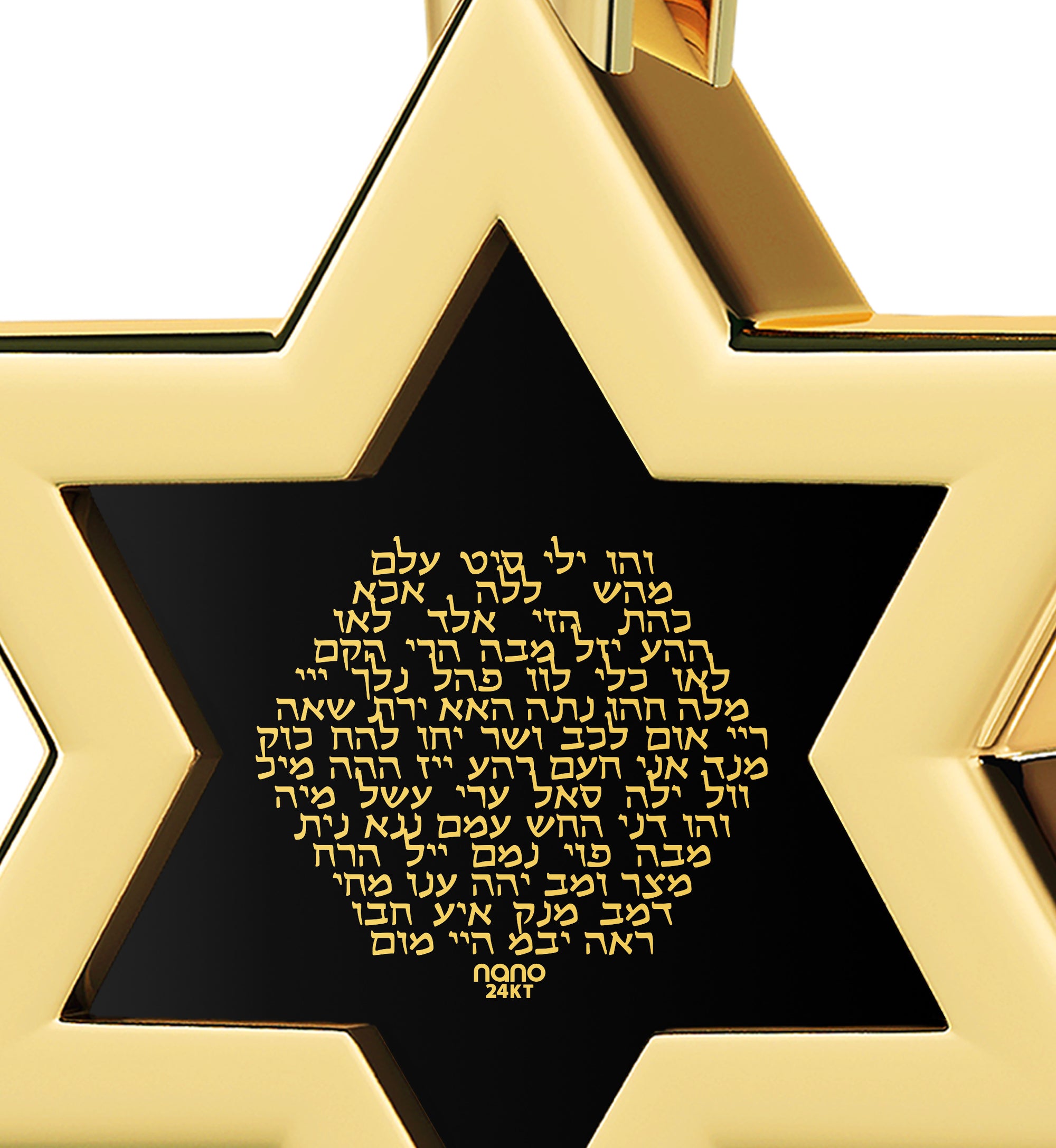 Men's Kabballah Necklace 72 Names Pendant 24k Gold Inscribed on Onyx Stone - NanoStyle Jewelry