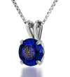 925 Sterling Silver Kabballah Necklace 72 Names Solitaire Pendant 24k Gold Inscribed - NanoStyle Jewelry