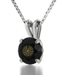 925 Sterling Silver Kabballah Necklace 72 Names Solitaire Pendant 24k Gold Inscribed - NanoStyle Jewelry