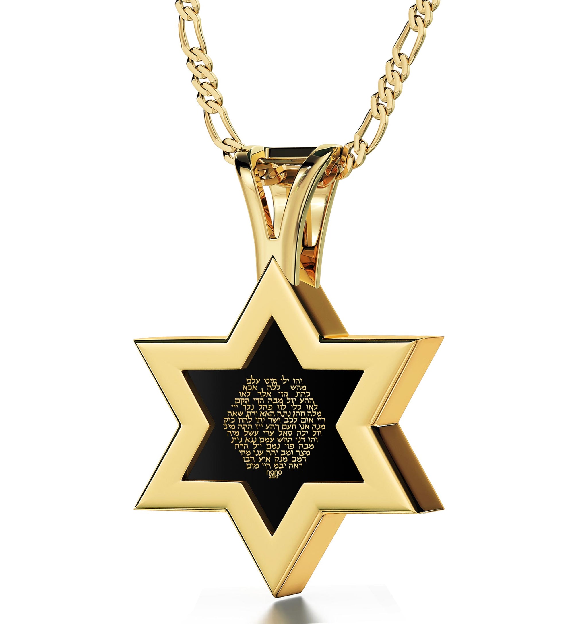 Men's Kabballah Necklace 72 Names Pendant 24k Gold Inscribed on Onyx Stone - NanoStyle Jewelry