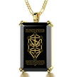 Men's Tree of Life Kabballah Necklace 10 Spheres Pendant 24k Gold Inscribed on Onyx - NanoStyle Jewelry