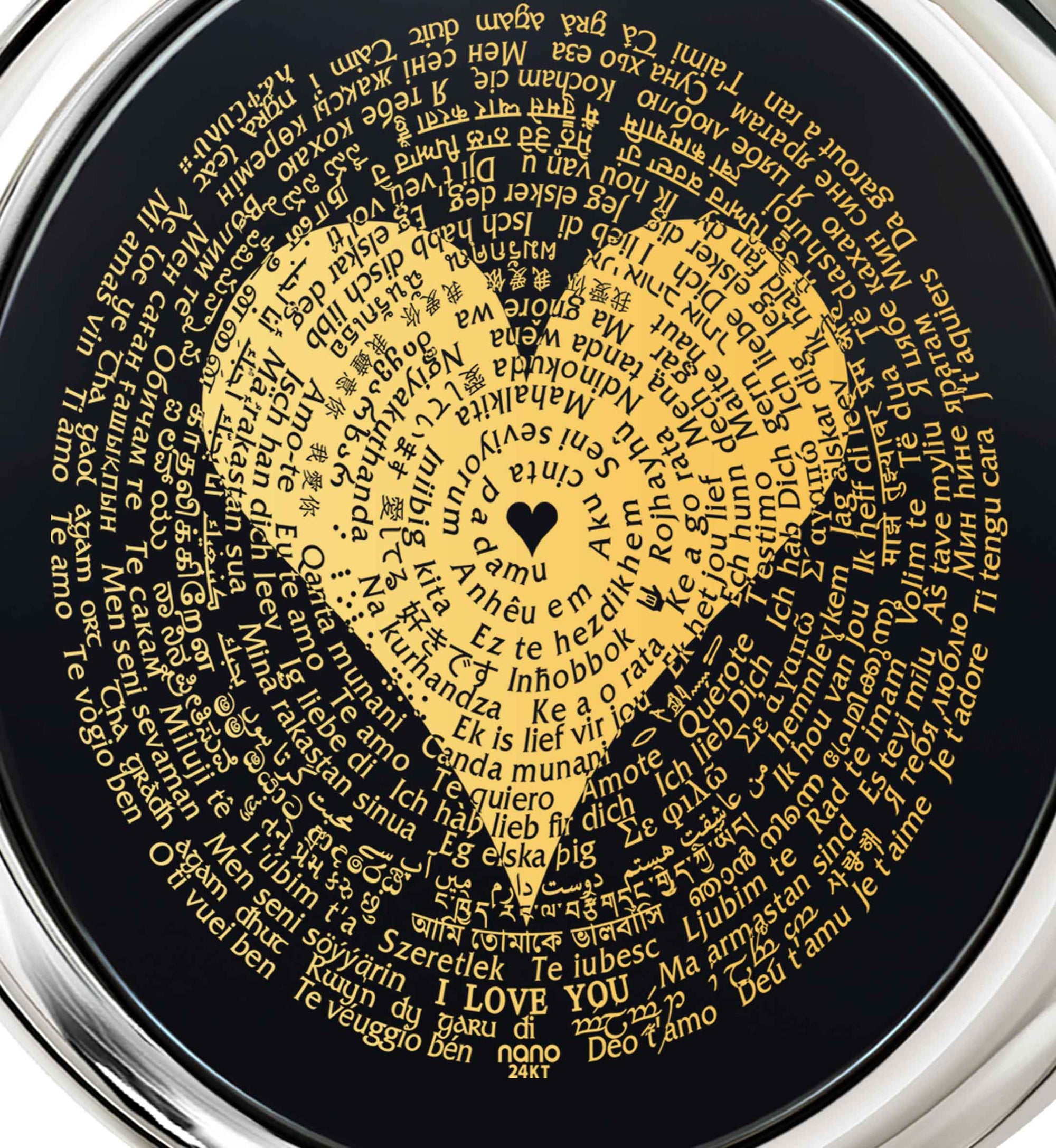 24k gold inscribed I Love You necklace romantic anniversary gift for her Nano Jewelry