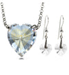 925 Silver Heart Jewelry Set 120 Languages I Love You Necklace and Crystal Earrings - NanoStyle Jewelry
