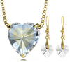 Gold Plated Heart Jewelry Set 120 Languages I Love You Necklace and Crystal Earrings - NanoStyle Jewelry