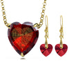 Gold Plated Heart Jewelry Set 120 Languages I Love You Necklace and Crystal Earrings - NanoStyle Jewelry