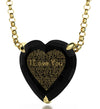 Gold Plated Heart Necklace 24k Gold Inscribed I Love You in 120 Languages - NanoStyle Jewelry