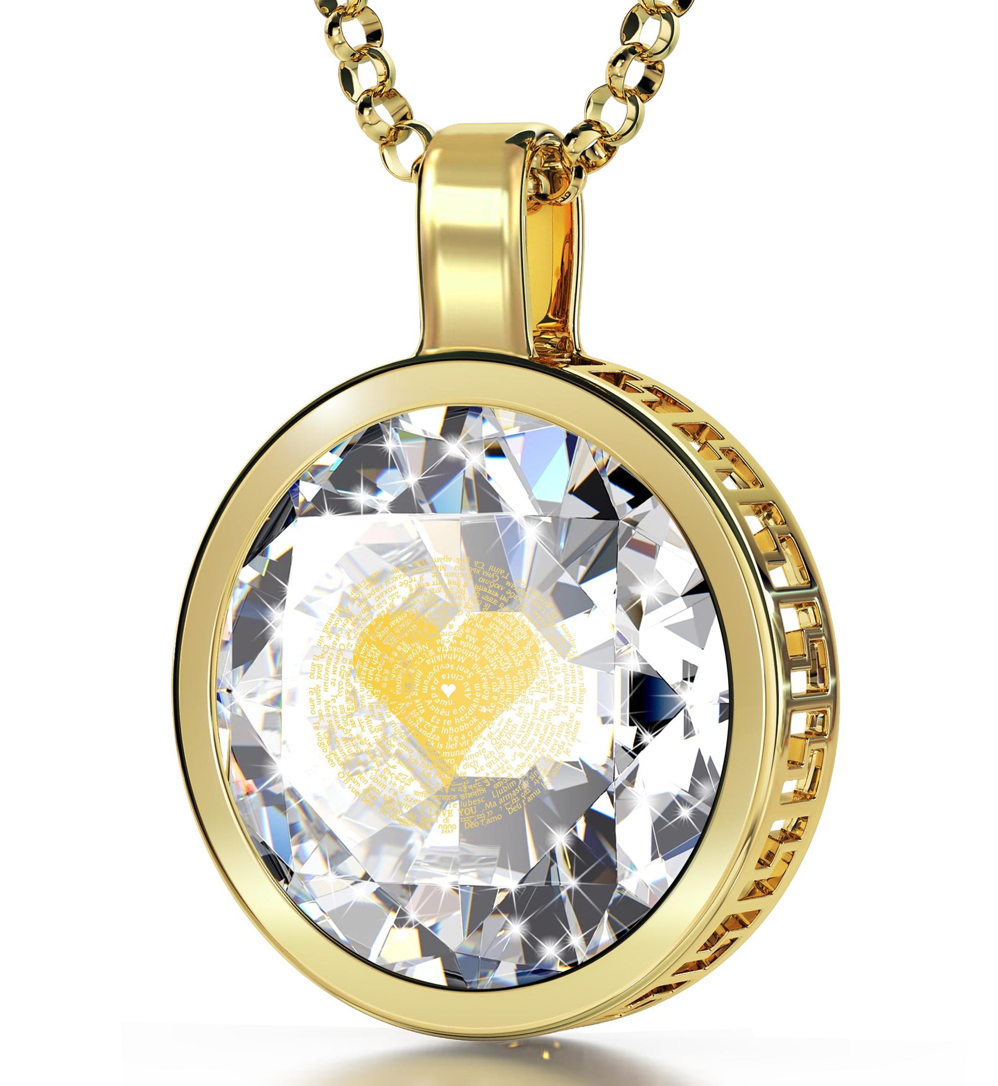 Gold Plated I Love You Necklace 24k Gold Inscribed 120 Languages - NanoStyle Jewelry