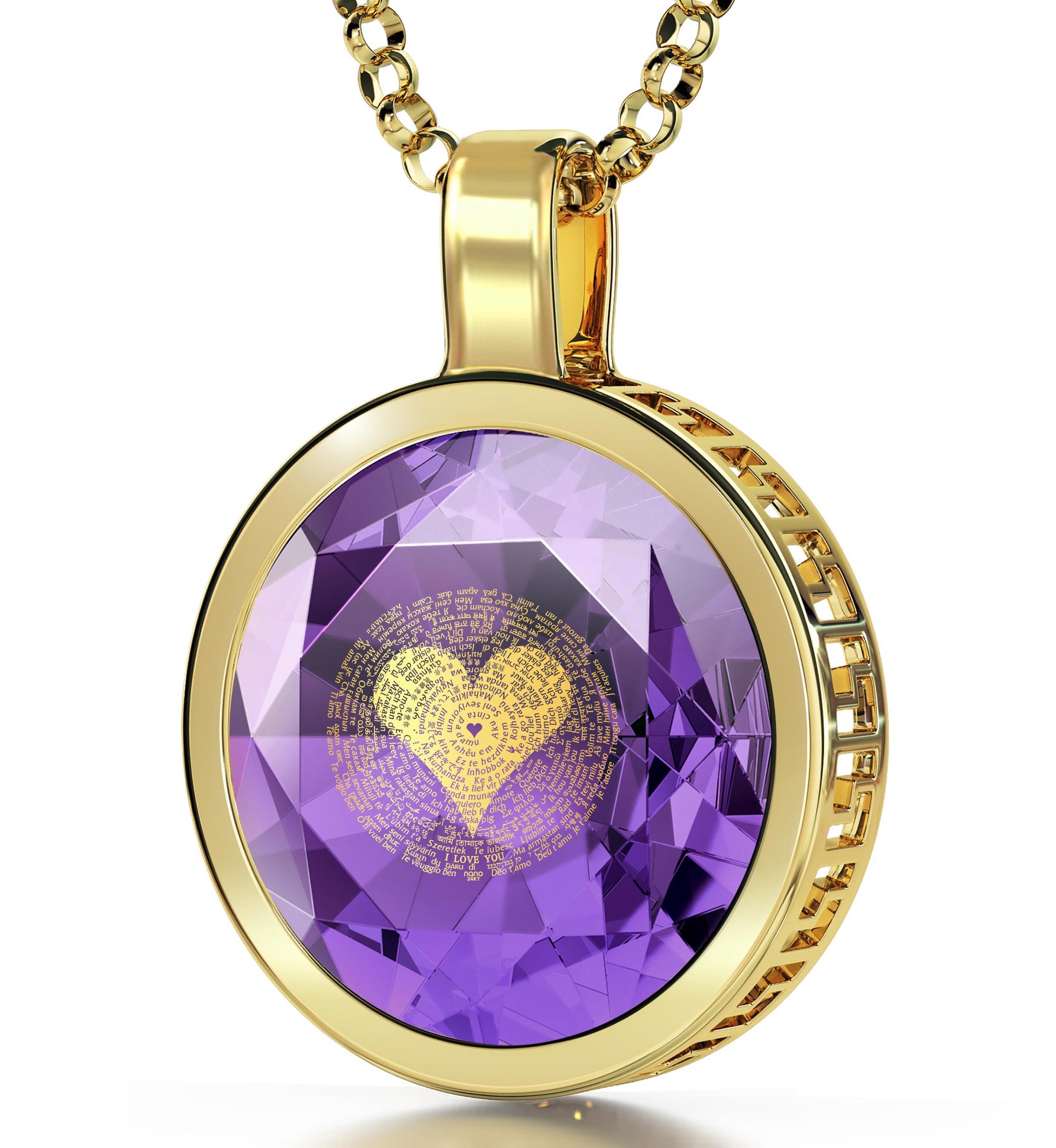 Gold Plated I Love You Necklace 24k Gold Inscribed 120 Languages - NanoStyle Jewelry