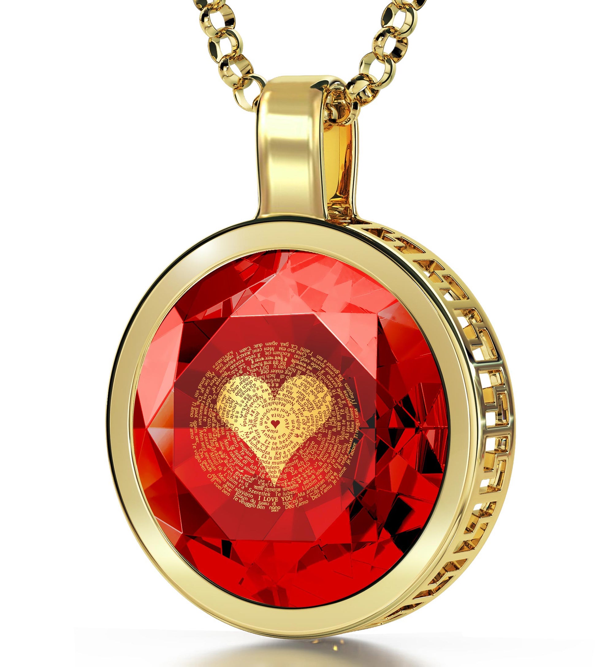 Gold Plated I Love You Necklace 24k Gold Inscribed 120 Languages - NanoStyle Jewelry