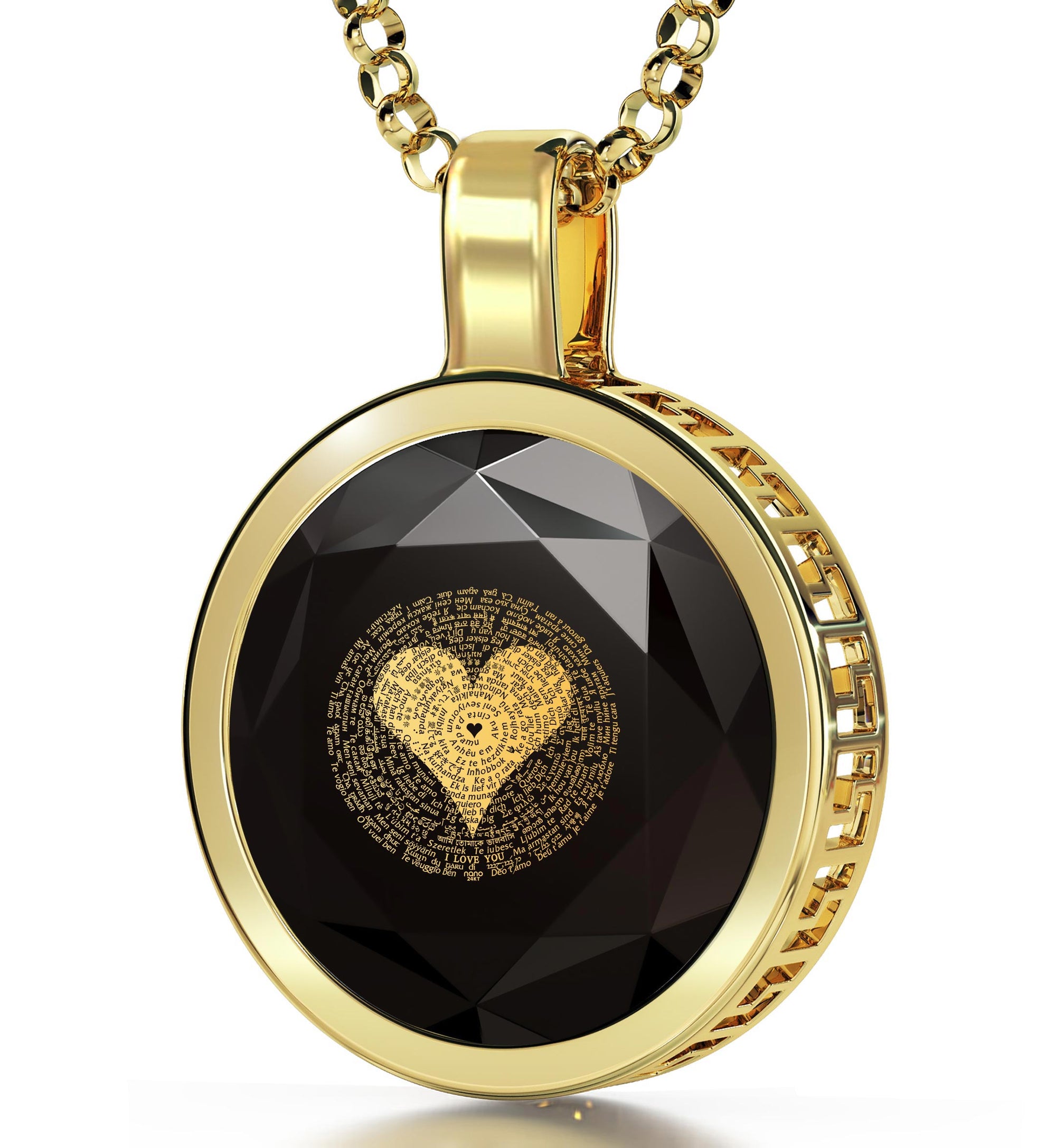 Gold Plated I Love You Necklace 24k Gold Inscribed 120 Languages - NanoStyle Jewelry