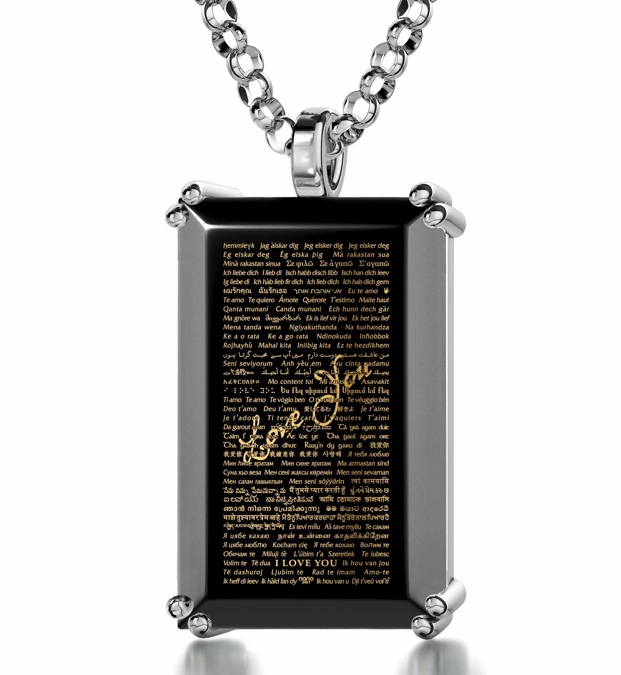 Necklace that Says I Love You in Different Languages for Him