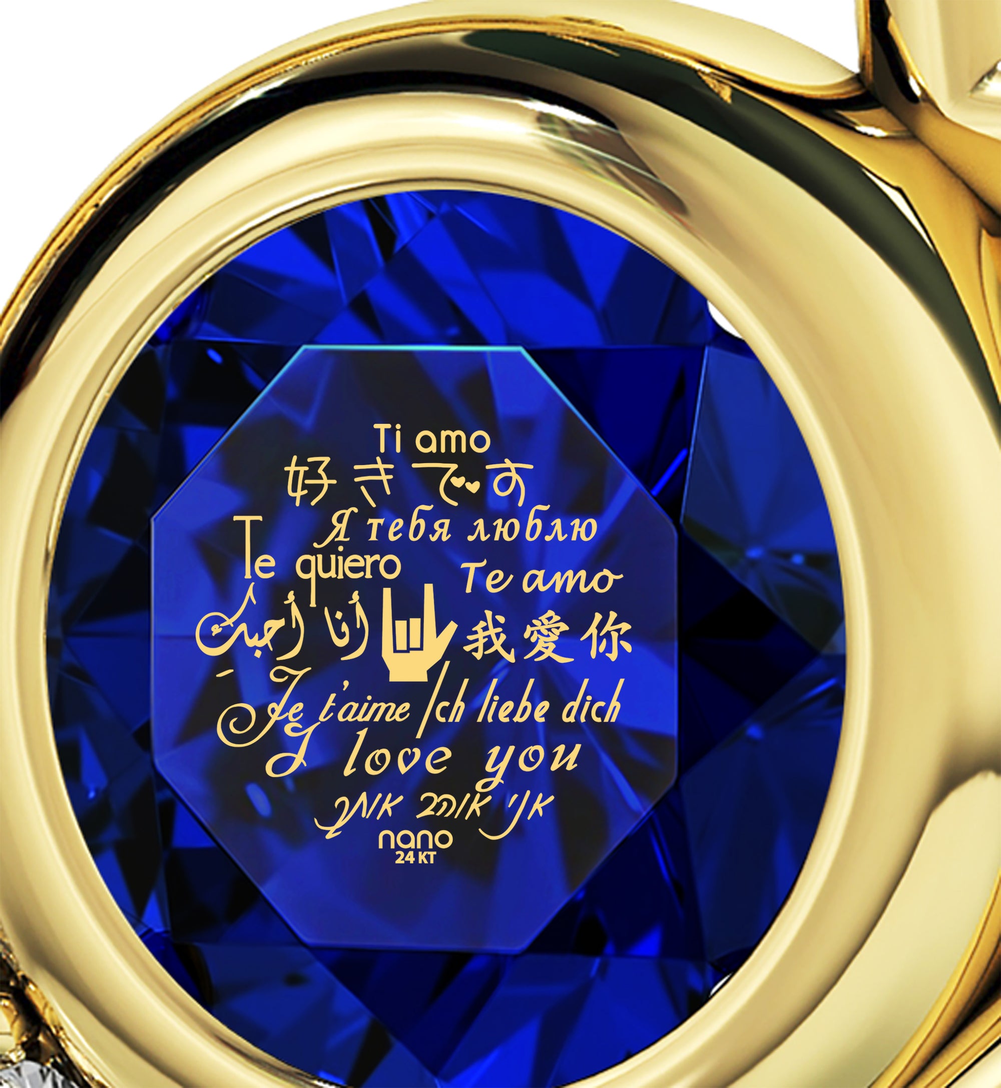 Gold Plated I Love You Necklace Heart Pendant 12 Languages 24k Gold Inscribed - NanoStyle Jewelry