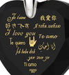 Silver Heart Necklace I Love You in 12 Languages 24k Gold Inscribed Cubic Zirconia - NanoStyle Jewelry